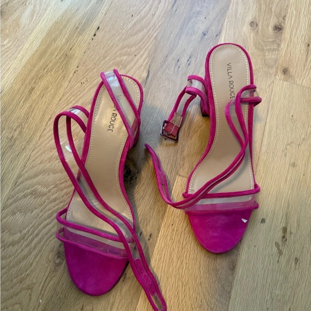 Villa Rouge Hot Pink Strappy Block Sandal Heels- never worn